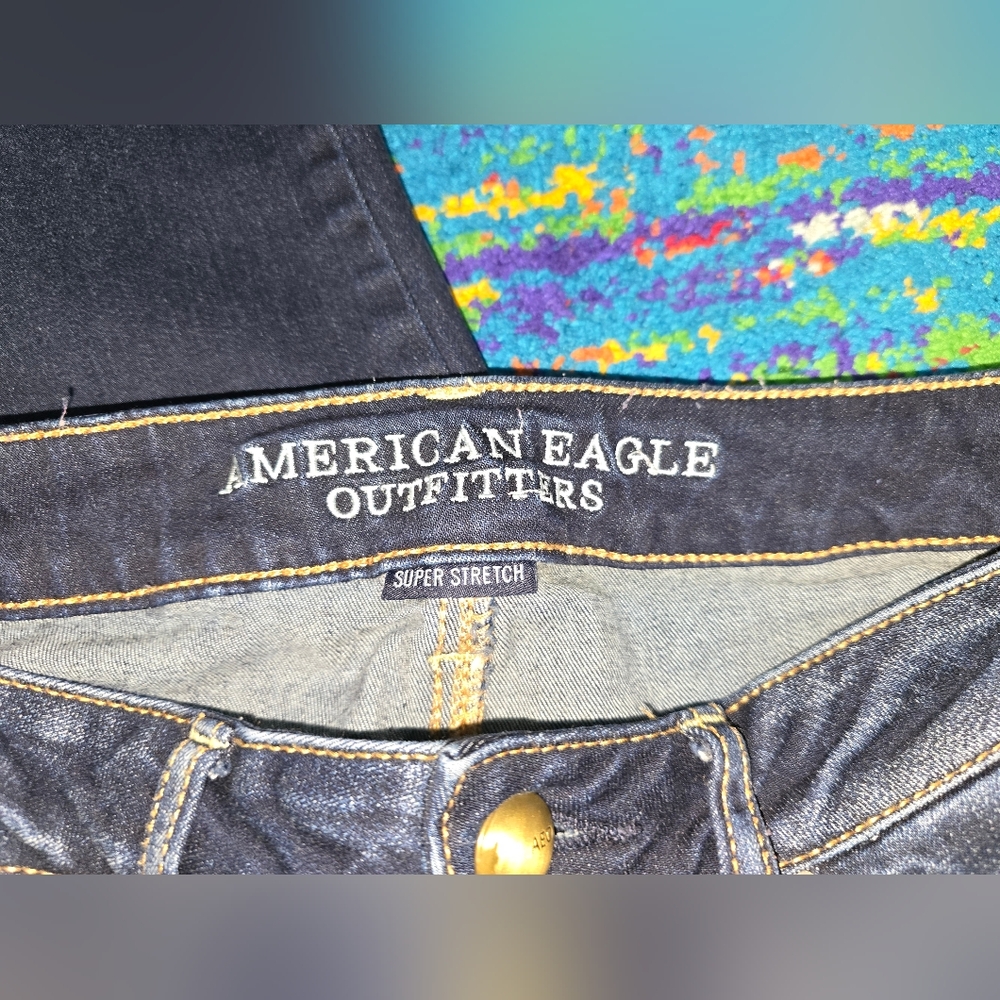 American Eagle Skinny Jeans‎ super stretch size 6S dark blue wash - Picture 2 of 8